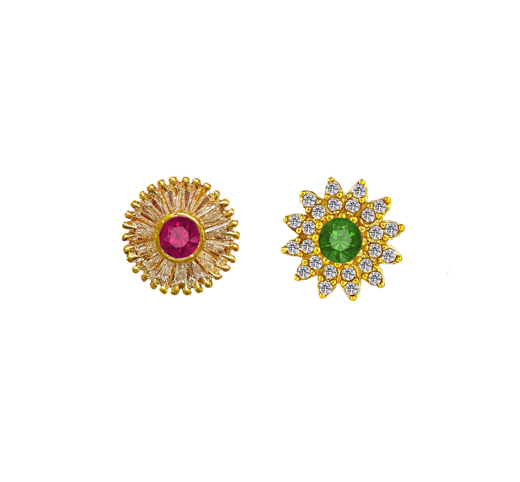 Traditional Piercing Nath Combo Gold plated Ruby Studded Piercing Nose Stud For Women and girls