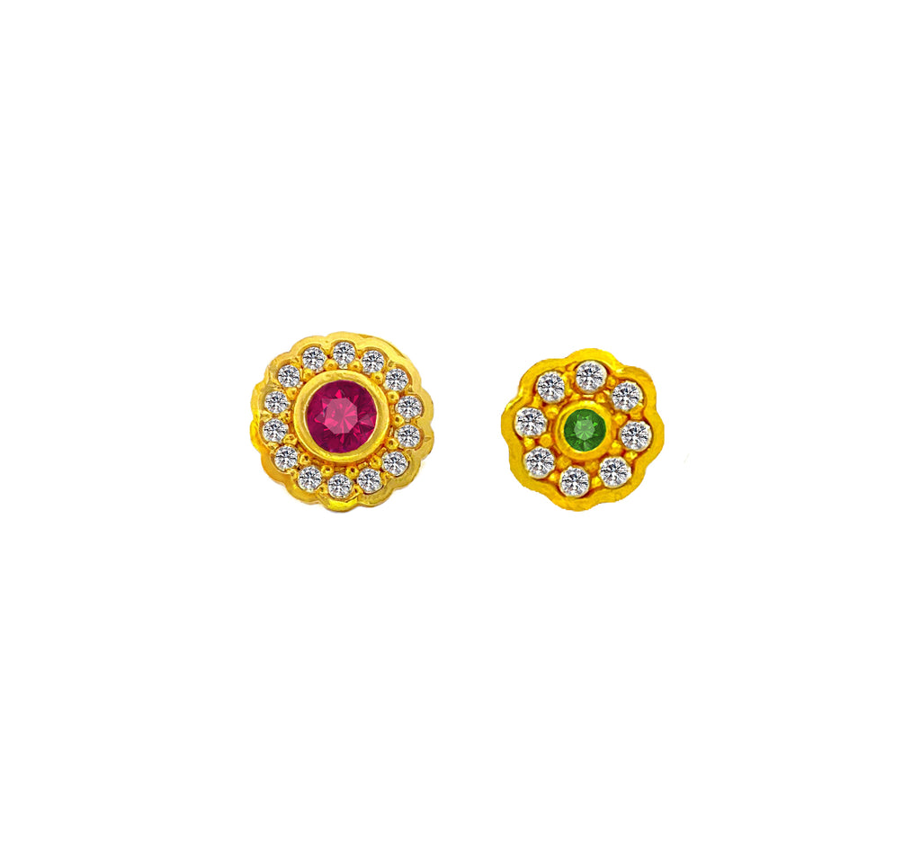 Traditional Piercing Nath Combo Gold plated Ruby Studded Piercing Nose Stud For Women and girls