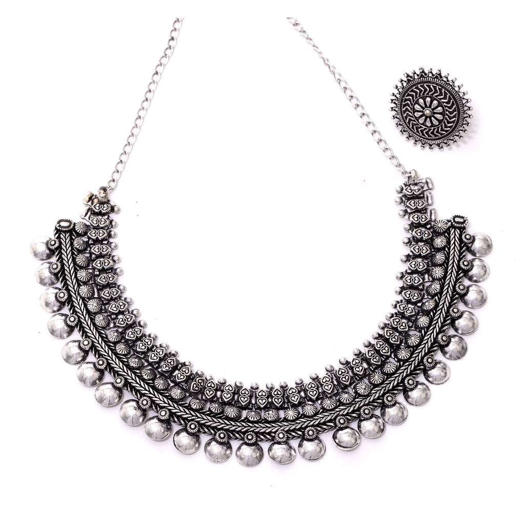 Antique black metal on sale necklace