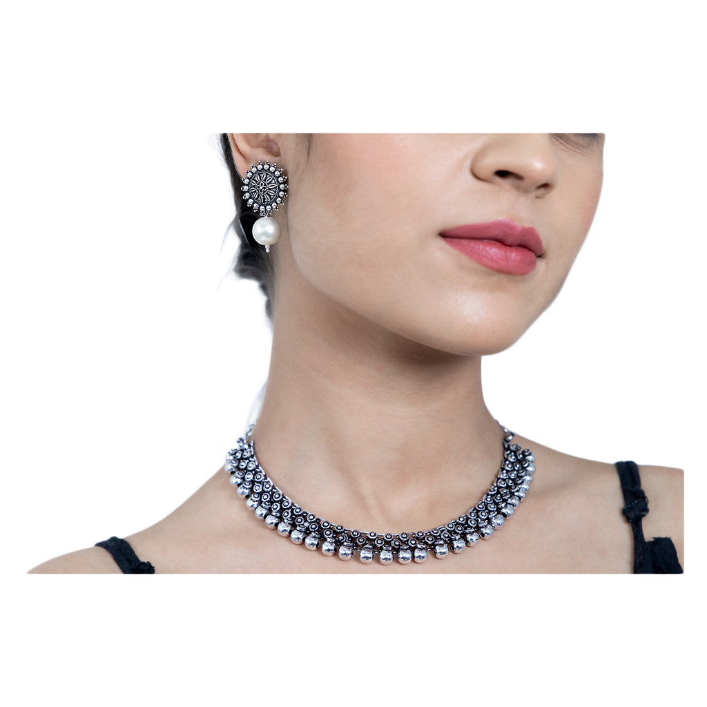 Silver Necklace For Women | Antique Black Polished Look | Silveradda