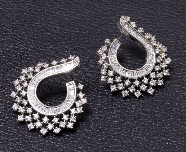 JEWELOPIA American Diamond Crystal Spark CZ Studded Earrings For Women & Girls