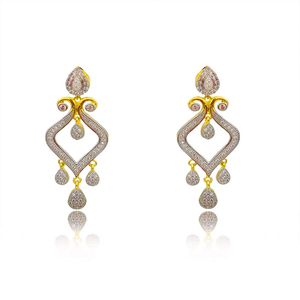 JEWELOPIA American Diamond CZ Studded Gold Plated Earrings For Women and girls