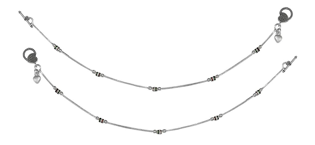 JEWELOPIA Metal Anklets Beads Payal Pair for Women and Girl