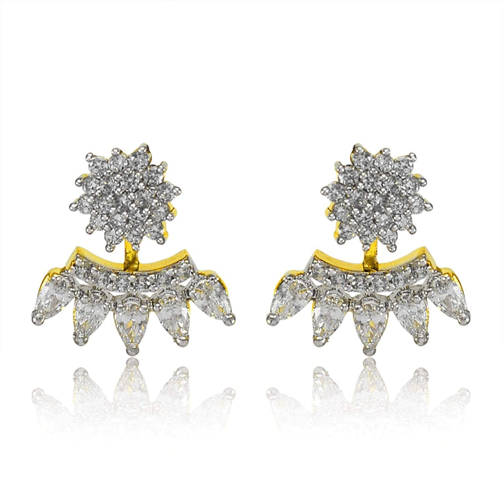 AD EARRINGS WITH SILVER COLOUR RHODIUM PLATING – charkaa