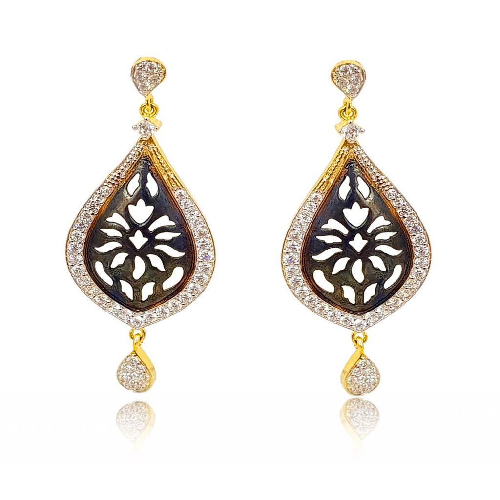 JEWELOPIA American Diamond Drop Earrings CZ Studded with Gold Plated For Women & Girls
