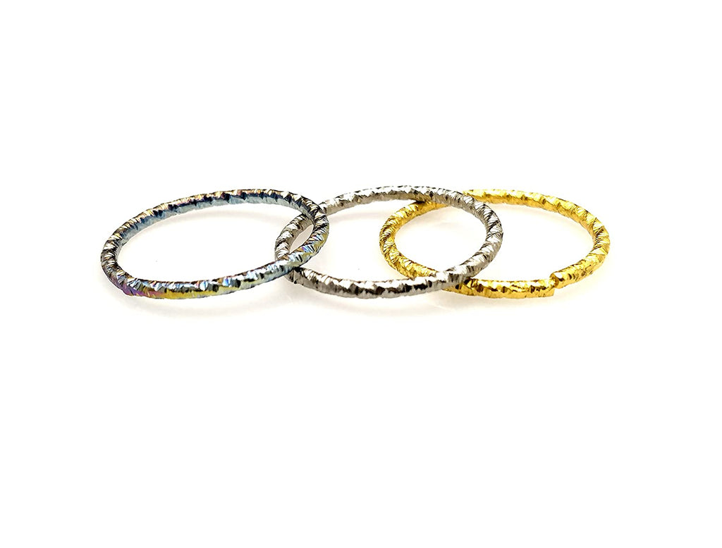 Jewelopia Twisted Multicolour Combo Stainless Steel Alloy Finger Ring For Women and girls (Pack of 3)