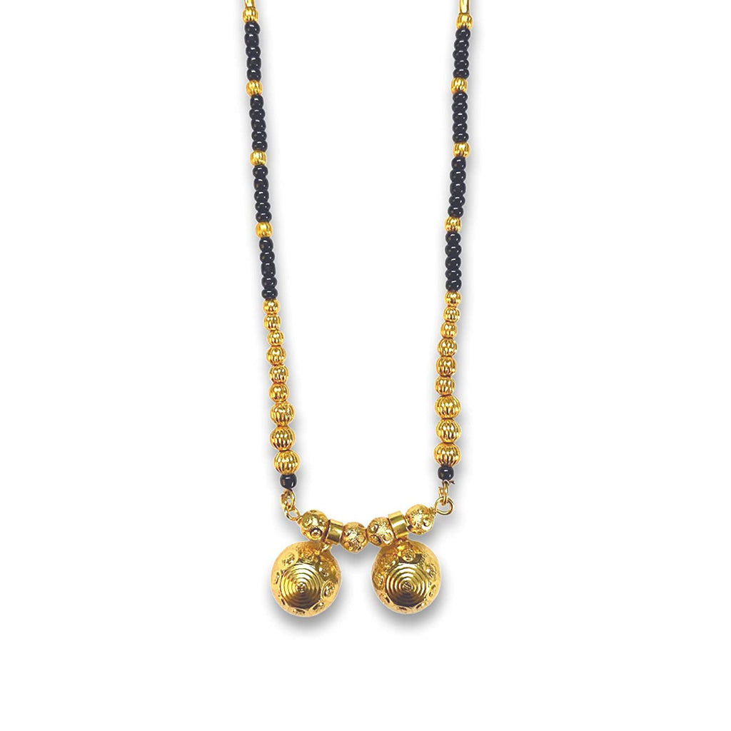 JEWELOPIA South polki gold plated with black beads Mangalsutra Pendent Chain Set for Women & Girls