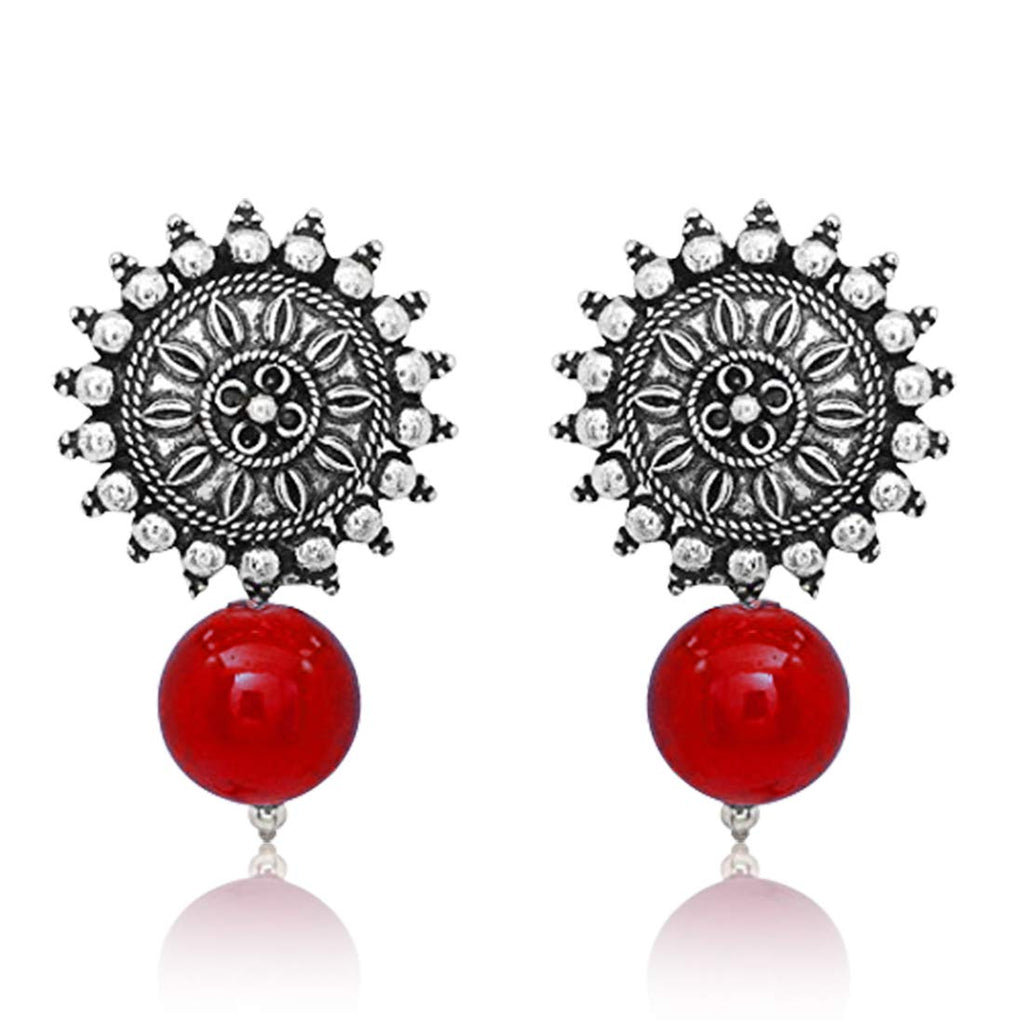 JEWELOPIA Oxidised German Jhumki Pearl Drop Stud Earrings For Women & Girls