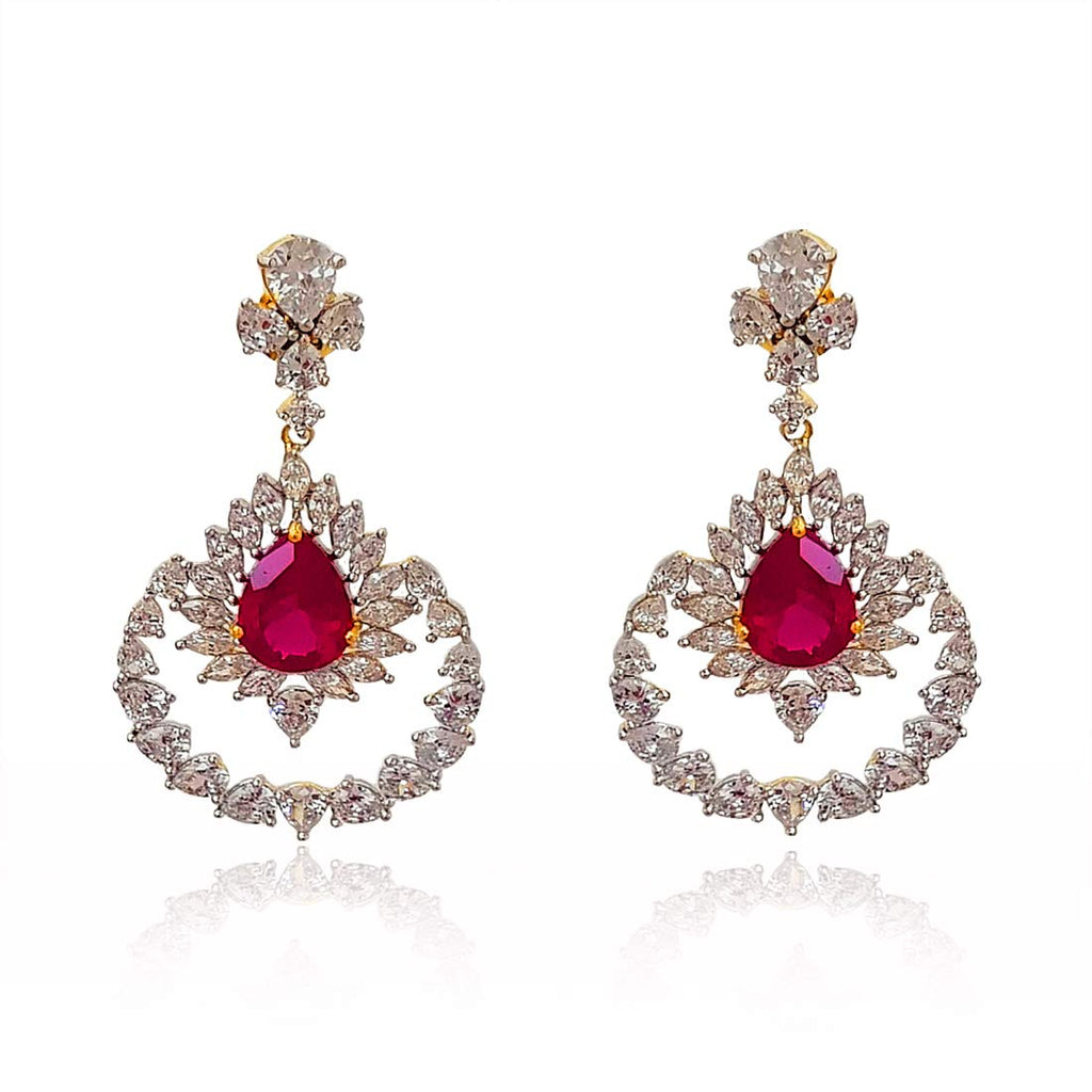 JEWELOPIA American Diamond Sparkling CZ Crystal Drop Earrings For Women & Girls