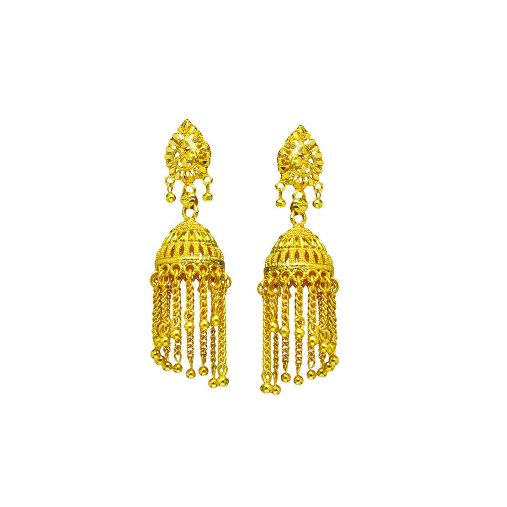 Jewelopia Antique Gold Jhumka Drop Earrings For Women & Girls