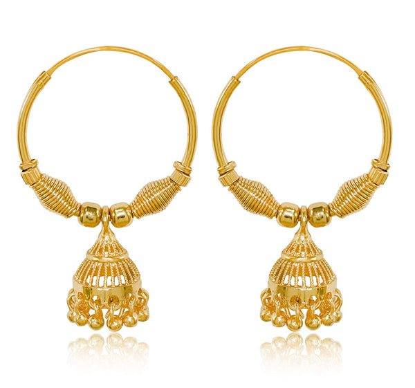 Jewelopia Gold Plated Brass Pearl Bali Jhumki Earrings For Women, Gold