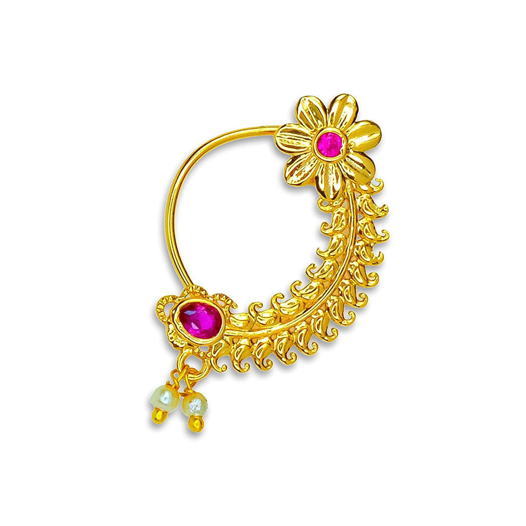 Indian Traditional Maharashtrian Marathi Nathiya Nose ring For Women Girls  RED | eBay