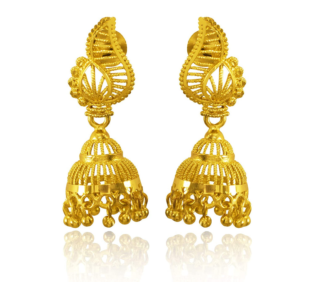 Jewelopia Antique Golden Jhumka Drop Earrings For Women & Girls