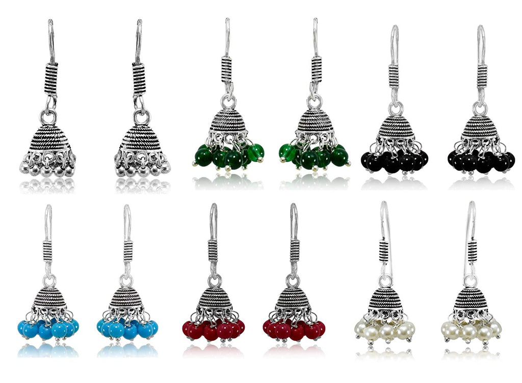 JEWELOPIA Oxidised German Jhumki Pearl Drop Earrings For Women & Girls