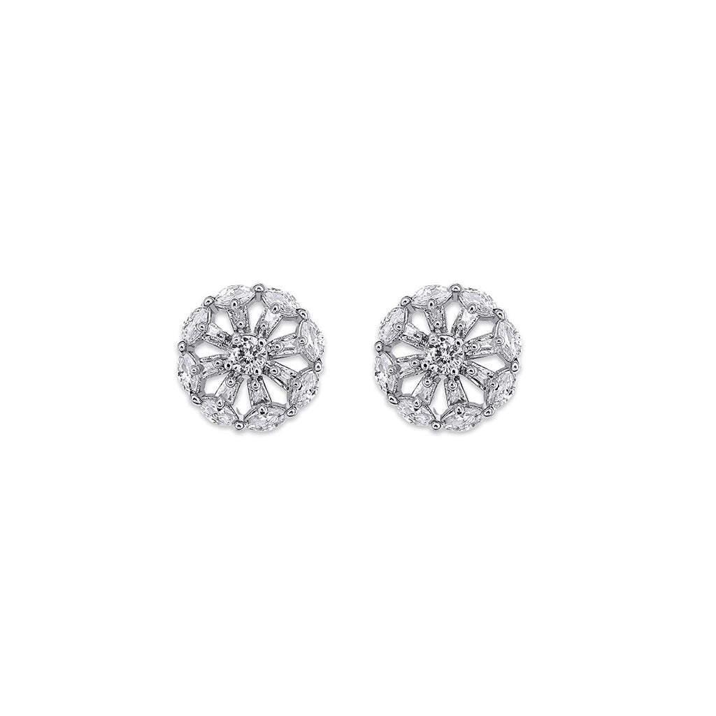 American Diamond Sparkling CZ Radiant Round Crystal Stud Earrings For Women & Girls