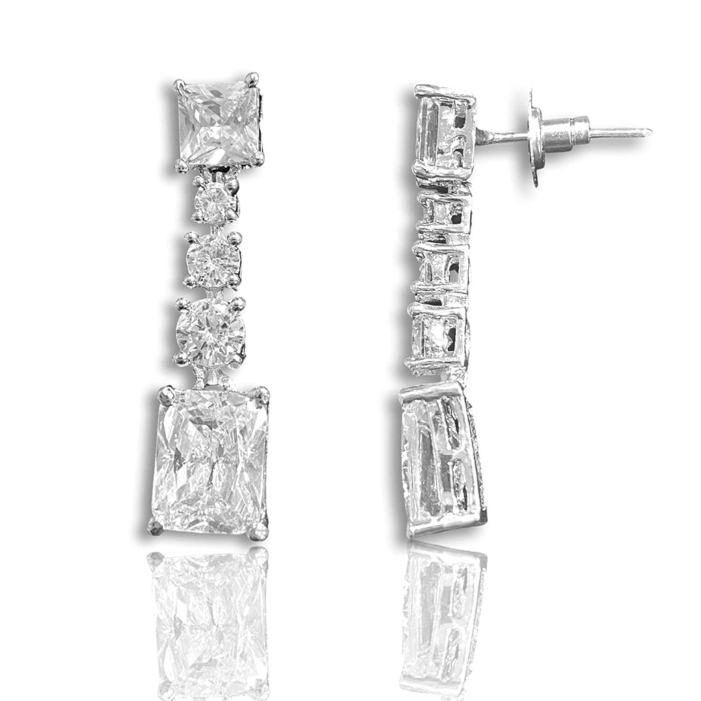 JEWELOPIA CZ Studded Earrings American Diamond Dropping Designer Earring For Women & Girls