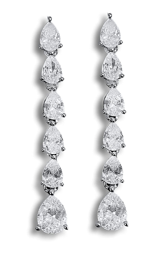 JEWELOPIA CZ Studded Earrings American Diamond Dropping Designer Earring For Women & Girls