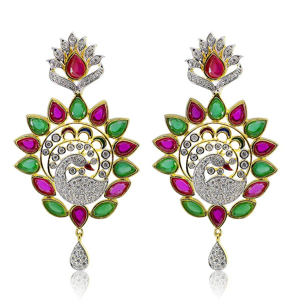 JEWELOPIA American Diamond Sparkling CZ Crystal Drop Earrings For Women & Girls