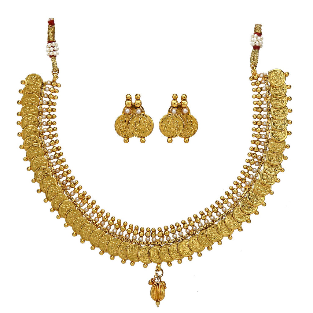 JEWELOPIA Traditional Necklace Set Gold Plated Ginny Coin Set For Women & girls