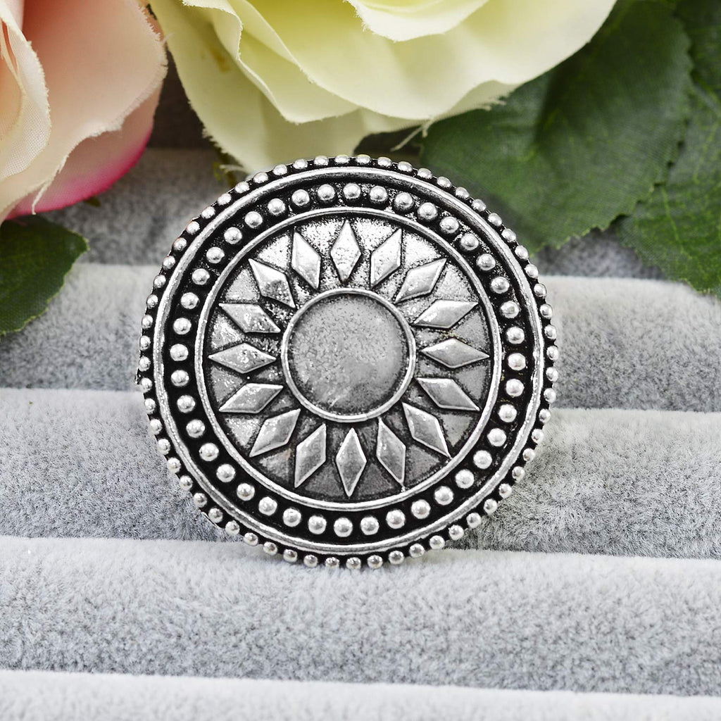 JEWELOPIA Oxidized Silver Ring For Women & Girls