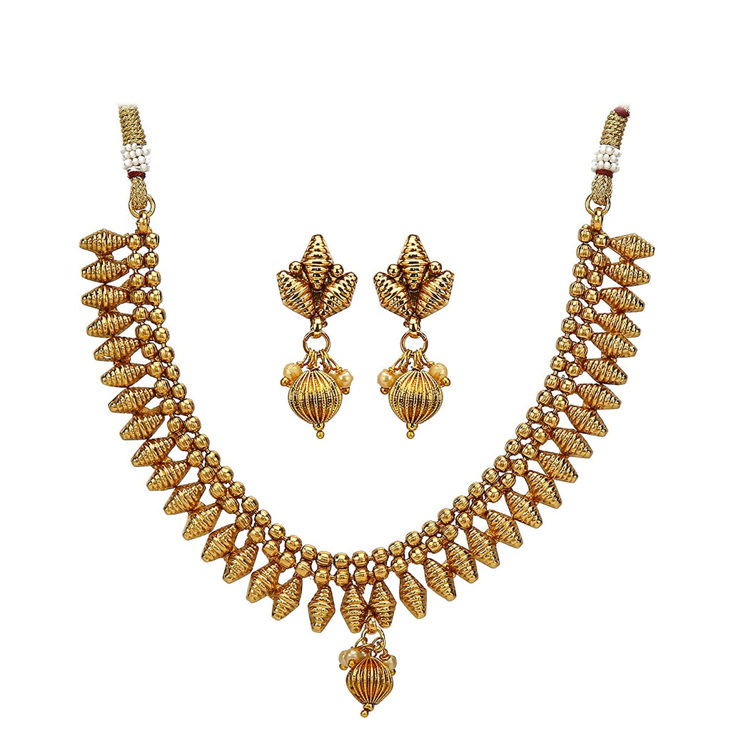 JEWELOPIA Traditional Gold Plated South Polki  Jewellery Necklace Set for Women