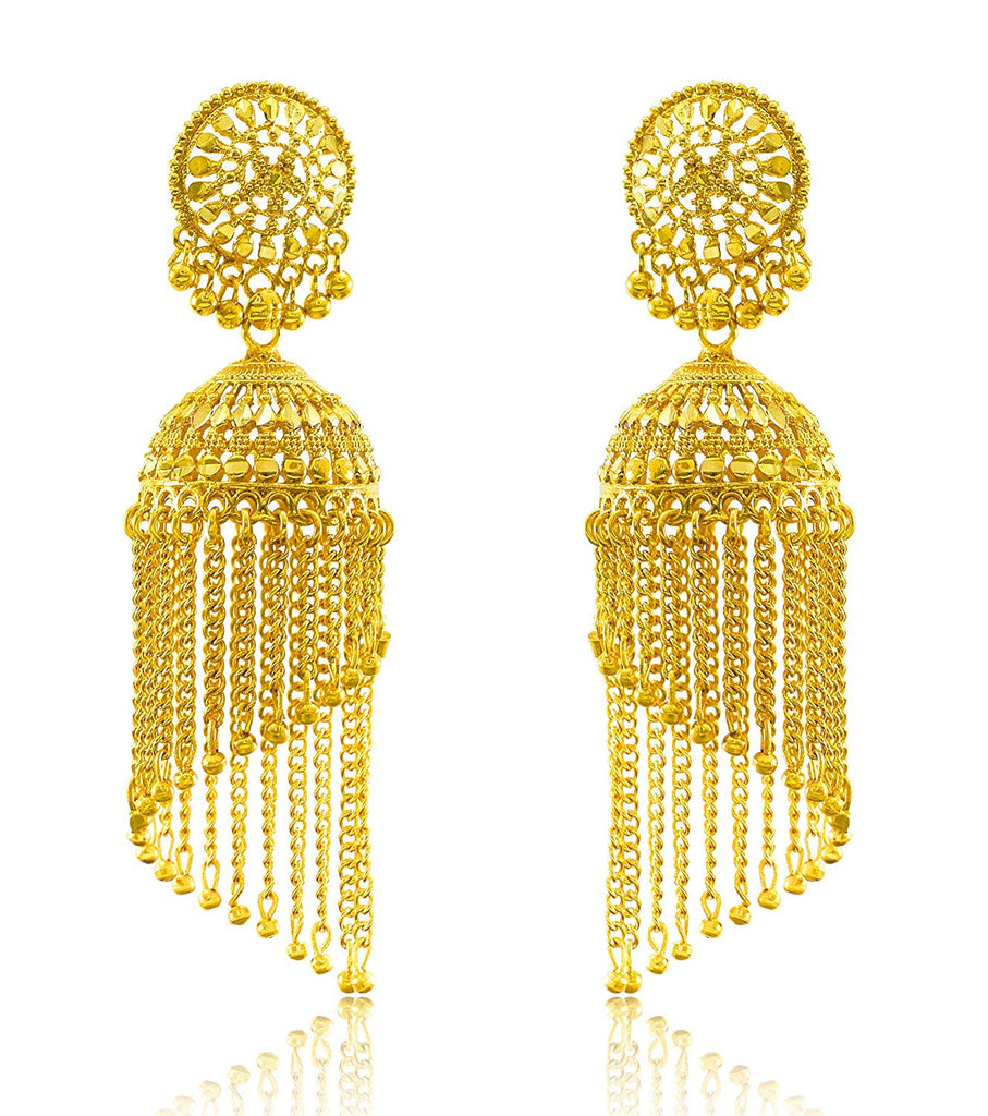 Jewelopia Traditional Gold-plated Brass Jhumki Earrings for Women & Girls