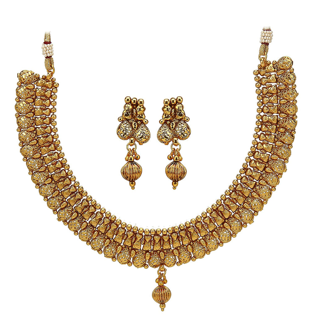 JEWELOPIA Traditional Gold Plated South Polki  Jewellery Necklace Set for Women