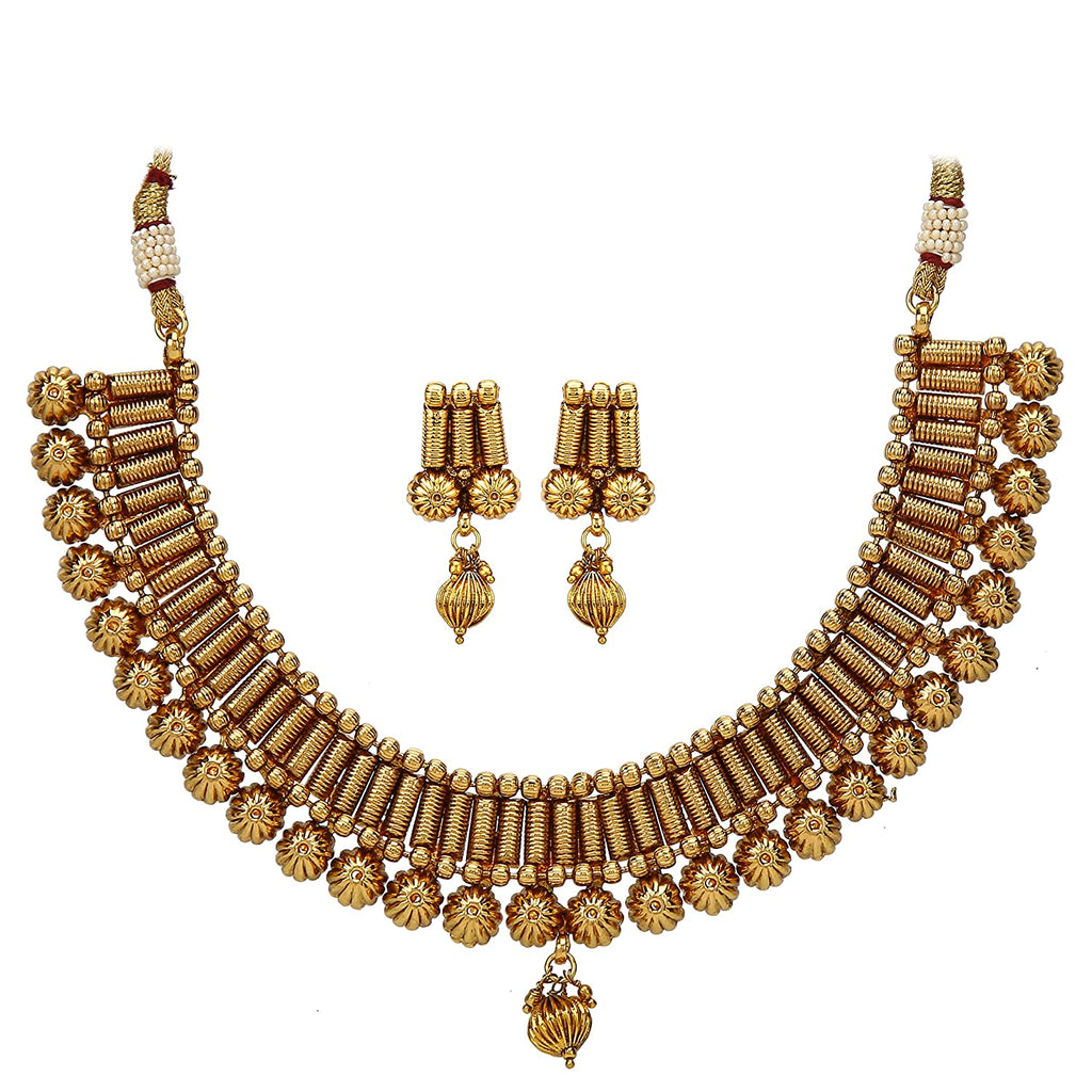 JEWELOPIA Traditional Gold Plated South Temple Jewellery Necklace Set for Women