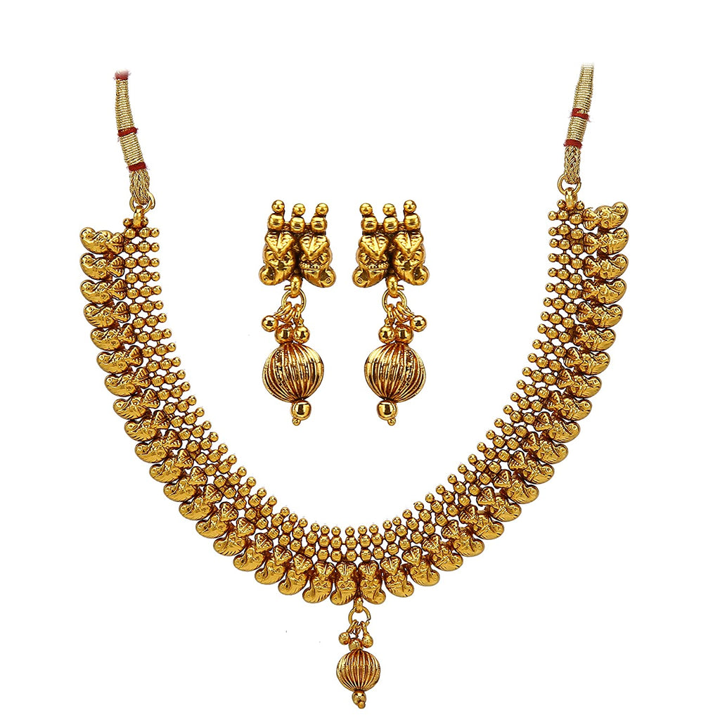 JEWELOPIA Traditional Gold Plated South Polki  Jewellery Necklace Set for Women