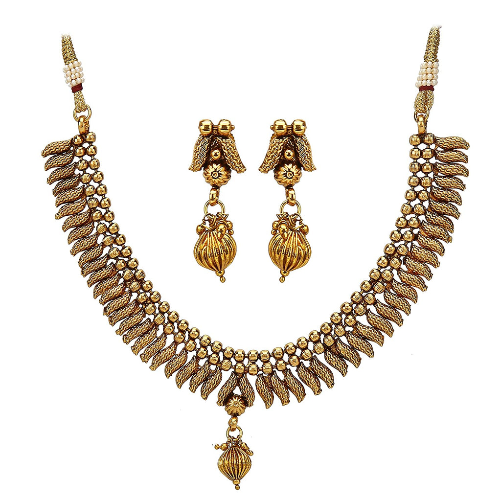 JEWELOPIA Traditional Gold Plated South Polki  Jewellery Necklace Set for Women