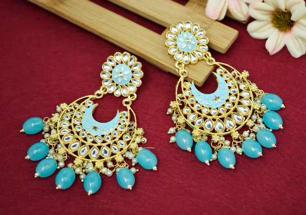 Shop Beautiful Firozi Traditional Jhumki Earrings for Girls and Women |  ZEVAR Jewelry – Zevar