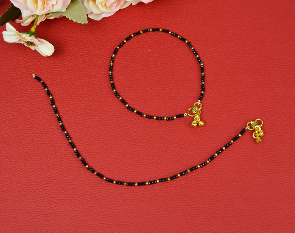 JEWELOPIA Black Beads Anklets Beads Payal for Women and Girl