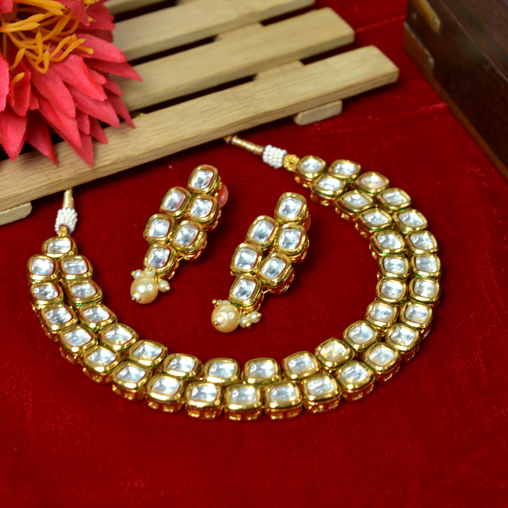 Double layer deals kundan necklace