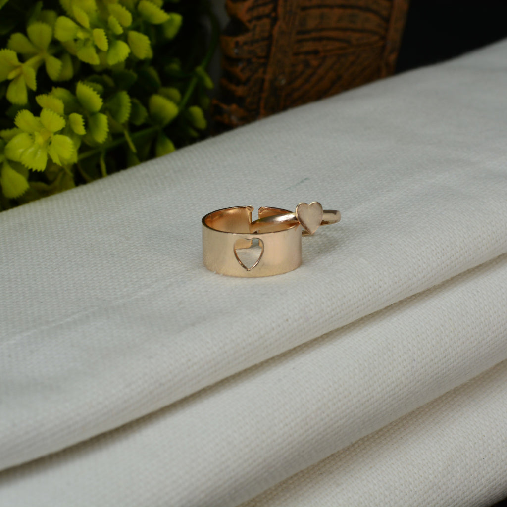 Rose Gold Plated Elegant CZ American Diamond Sparkling Heart shaped  Adjustable Finger Ring For (FL192RG) - I Jewels - 3688525