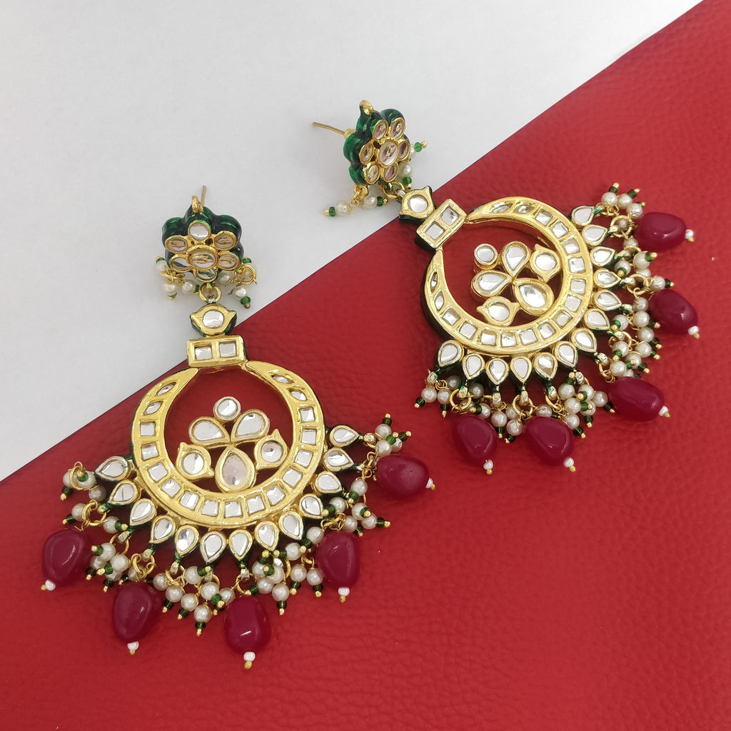 Ethnic Indian Gold Plated Long Kundan Earrings – Abdesignsjewellery