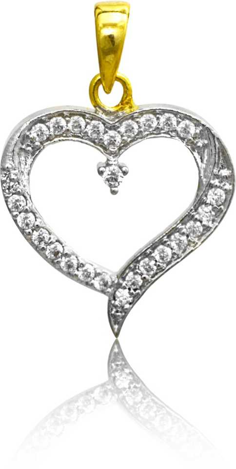 JEWELOPIA Heart Shape in Circle with Chain Cubic Zirconia Ruby Studded Pendant For Girls & Women